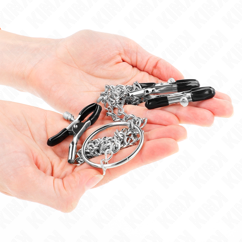 Pinces triple mamelons et clitoris avec chaîne ajustable — KINK NIPPLE GRIP