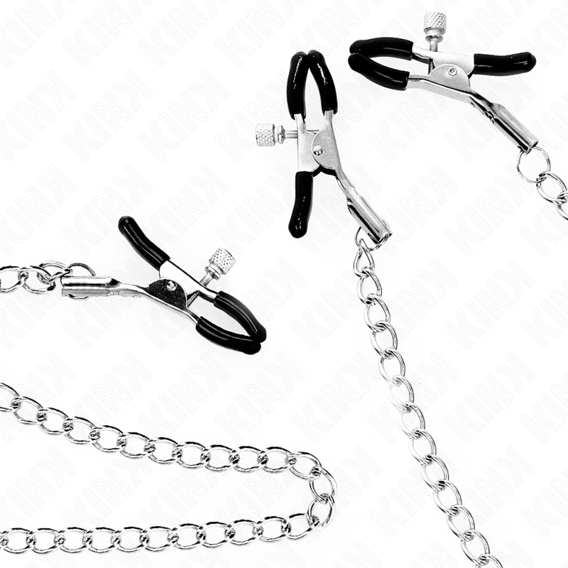 Pinces triple mamelons et clitoris avec chaîne ajustable — KINK NIPPLE GRIP