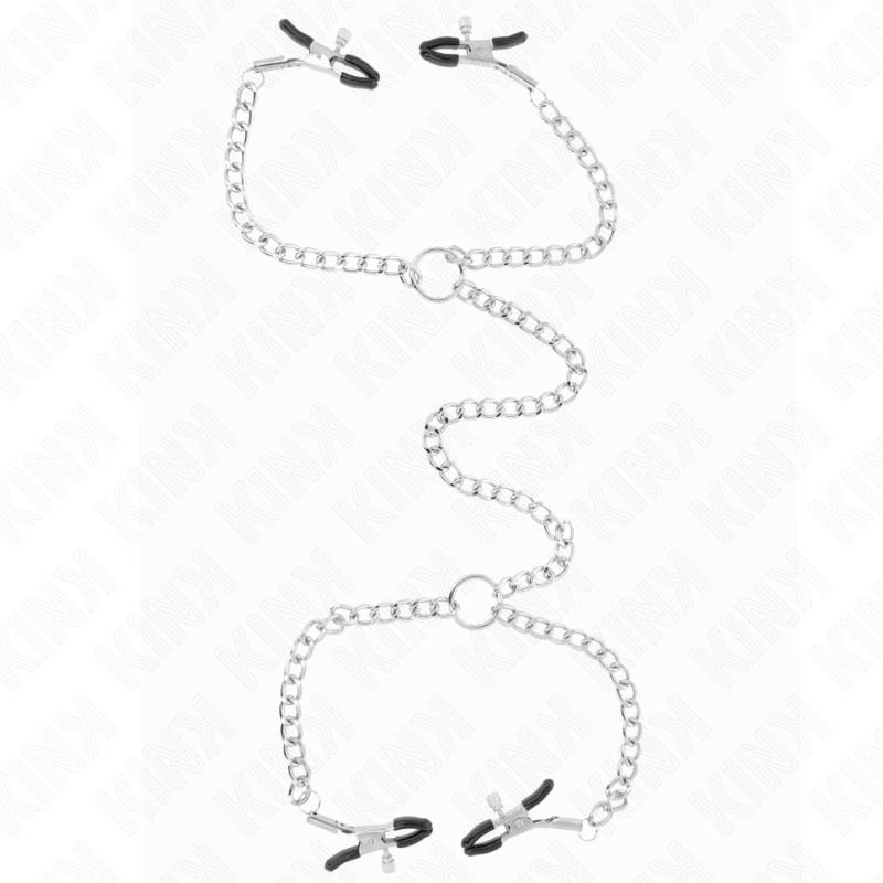 Lot de 4 pinces à mamelons avec chaîne 32 cm et chaînettes 14 cm — KINK NIPPLE GRIP