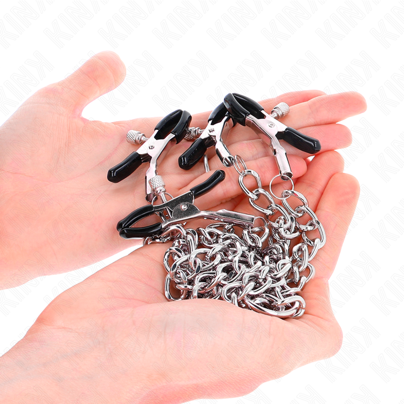 Lot de 4 pinces à mamelons avec chaîne 32 cm et chaînettes 14 cm — KINK NIPPLE GRIP