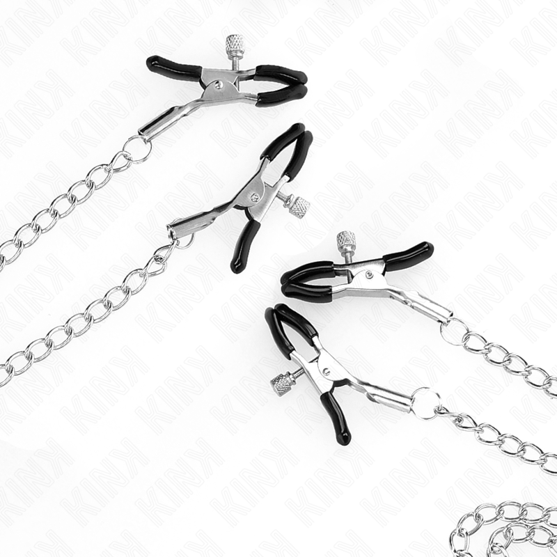 Lot de 4 pinces à mamelons et clitoris réglables argent — KINK NIPPLE GRIP