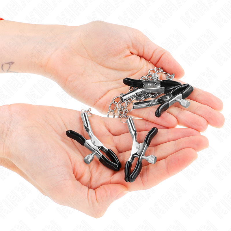 Lot de 4 pinces à mamelons et clitoris réglables argent — KINK NIPPLE GRIP