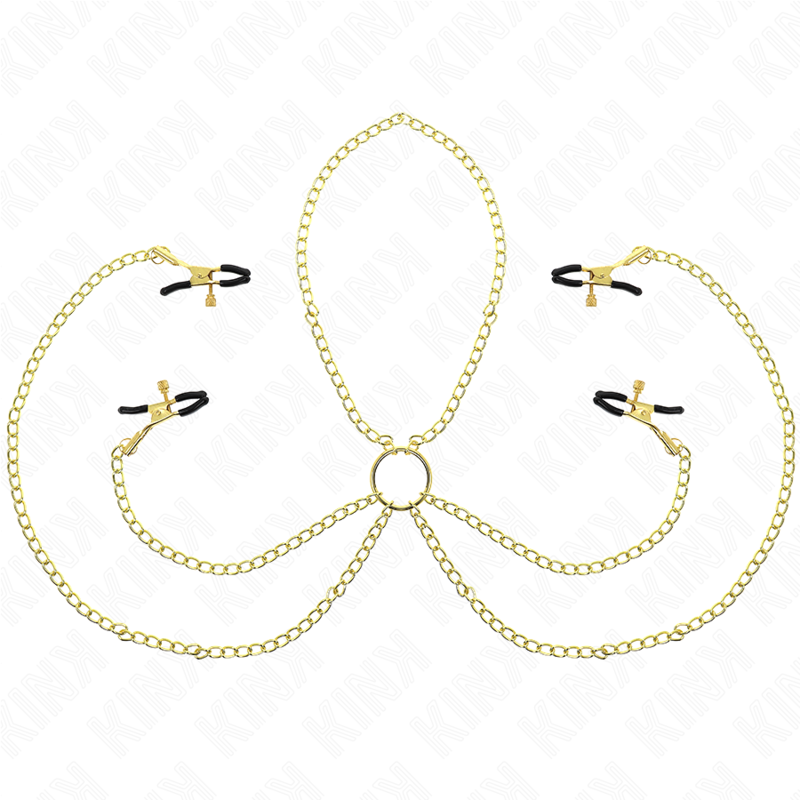 Lot de 4 pinces à tétons et clito ajustables or — KINK NIPPLE GRIP