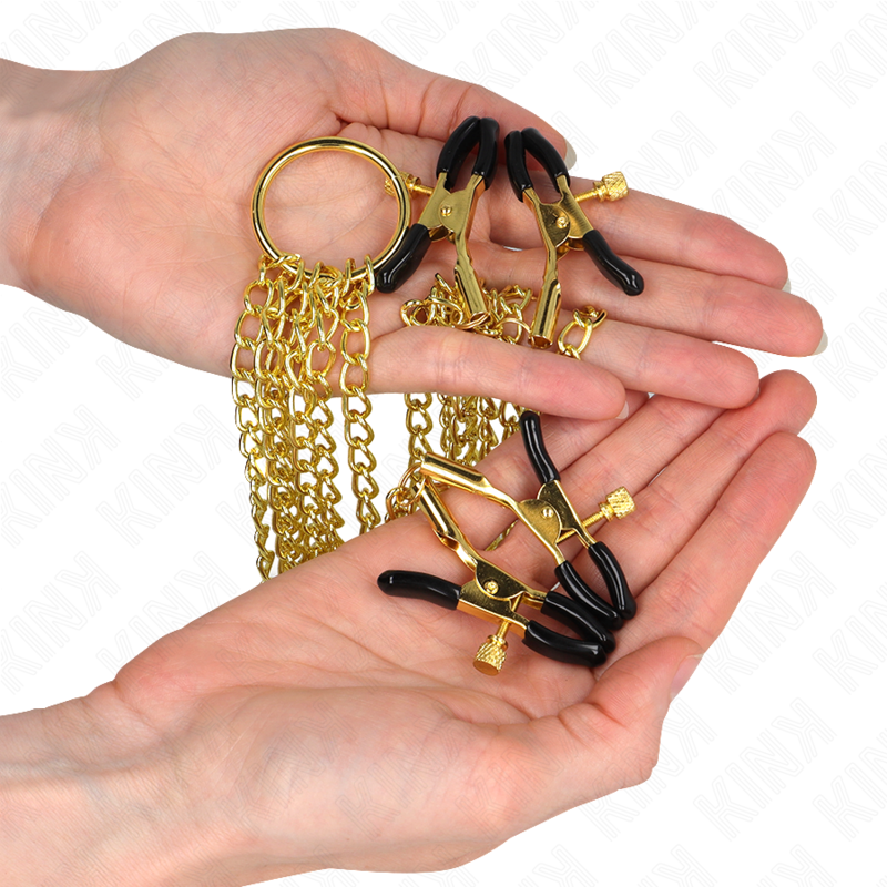 Lot de 4 pinces à tétons et clito ajustables or — KINK NIPPLE GRIP