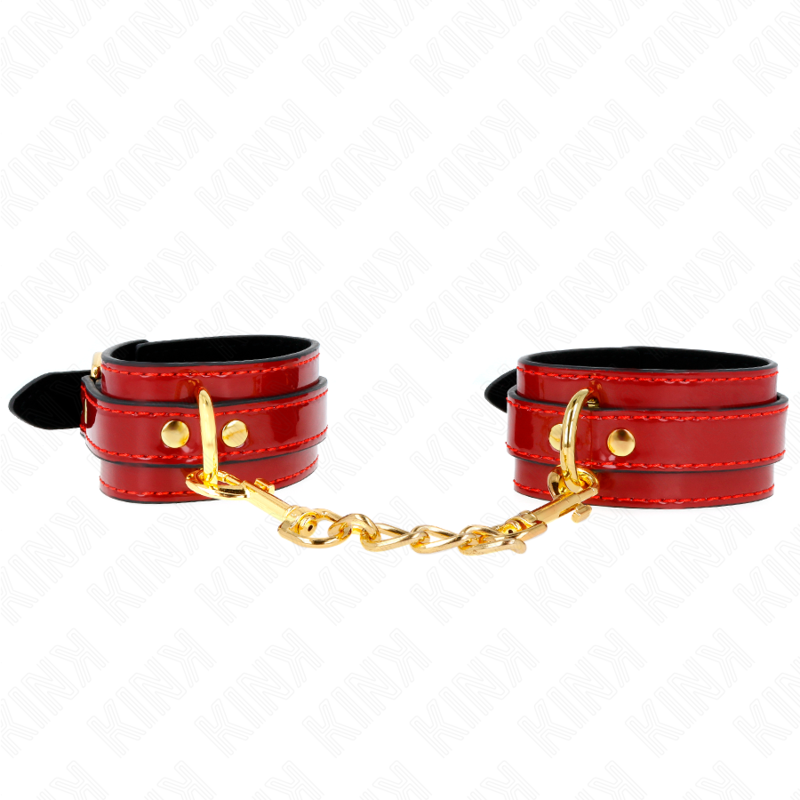 Joanna Angel Adjustable Wrist Cuffs Red & Gold Chain — KINK WRIST RESTRAINT