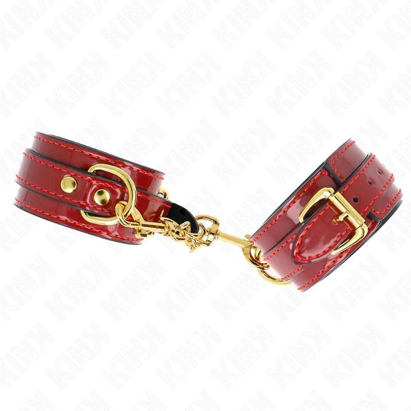 Joanna Angel Adjustable Wrist Cuffs Red & Gold Chain — KINK WRIST RESTRAINT