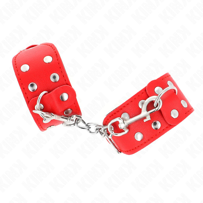 Bracelets de contrainte réglables à double ligne de clous rouge — KINK WRIST RESTRAINT
