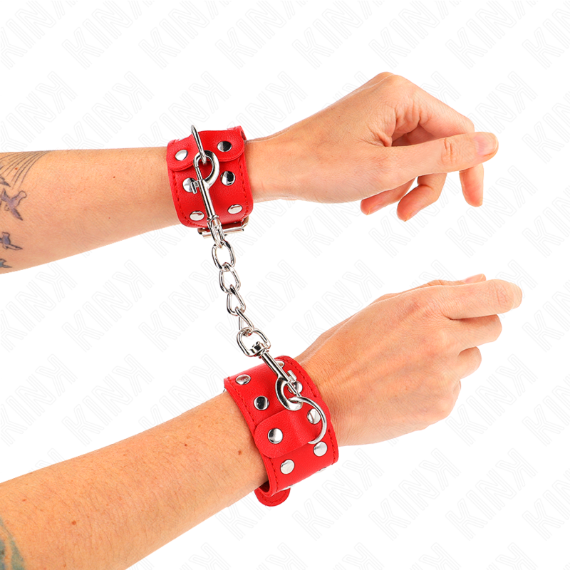 Bracelets de contrainte réglables à double ligne de clous rouge — KINK WRIST RESTRAINT