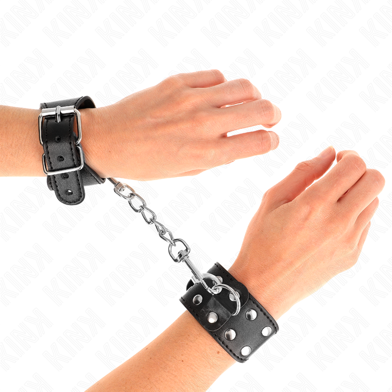 Bracelets de contrainte réglables double rangée de clous noirs — KINK WRIST RESTRAINT
