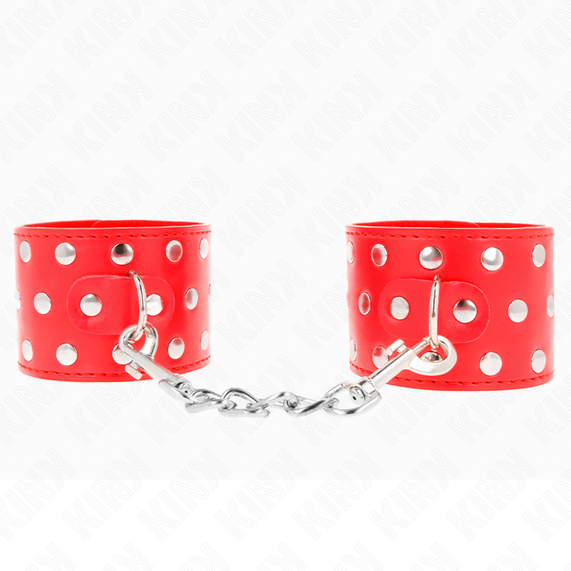 Cintos de contenção ajustáveis com fecho de pressão vermelho rebitado — KINK WRIST RESTRAINT