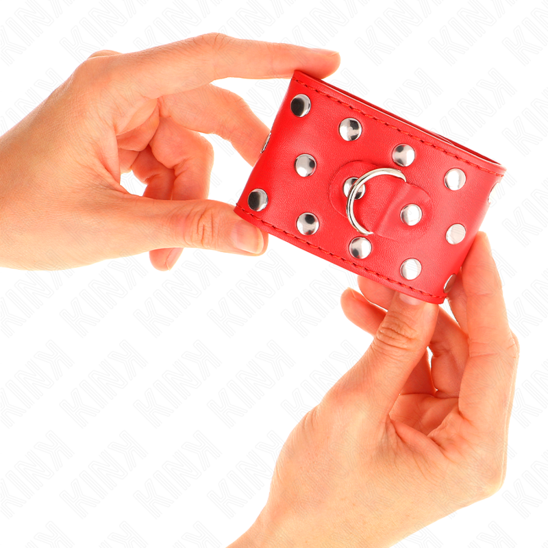 Cintos de contenção ajustáveis com fecho de pressão vermelho rebitado — KINK WRIST RESTRAINT