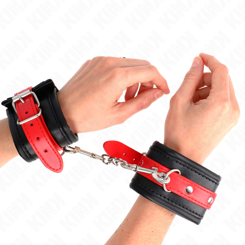 Poignets de contention ajustables noir et rouge — KINK WRIST RESTRAINT