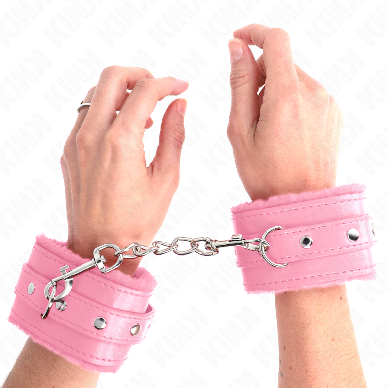 Appui-poignets double fourrure premium avec ceinture réglable rose — KINK