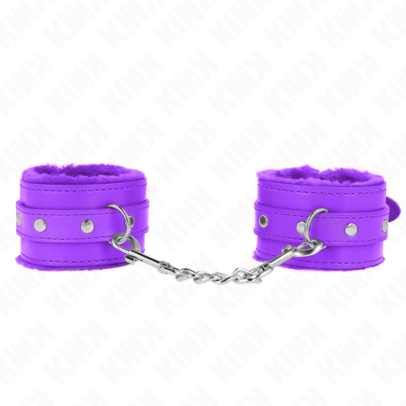 Appui-poignets doubles en fourrure premium violette avec ceinture ajustable — KINK WRIST RESTRAINT