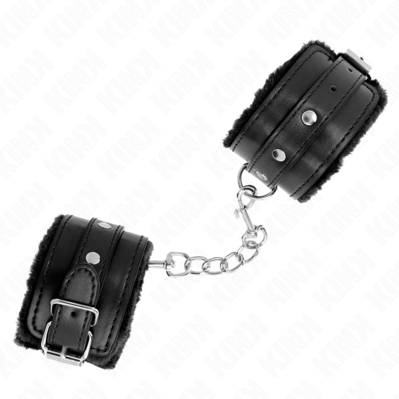 Supporti polso in pelliccia premium nera con cinghia regolabile — KINK WRIST RESTRAINT