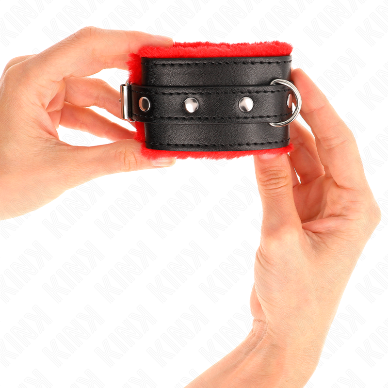 Premium Red Fur Wrist Rests with Adjustable Black Belt — KINK WRIST RESTRAINT