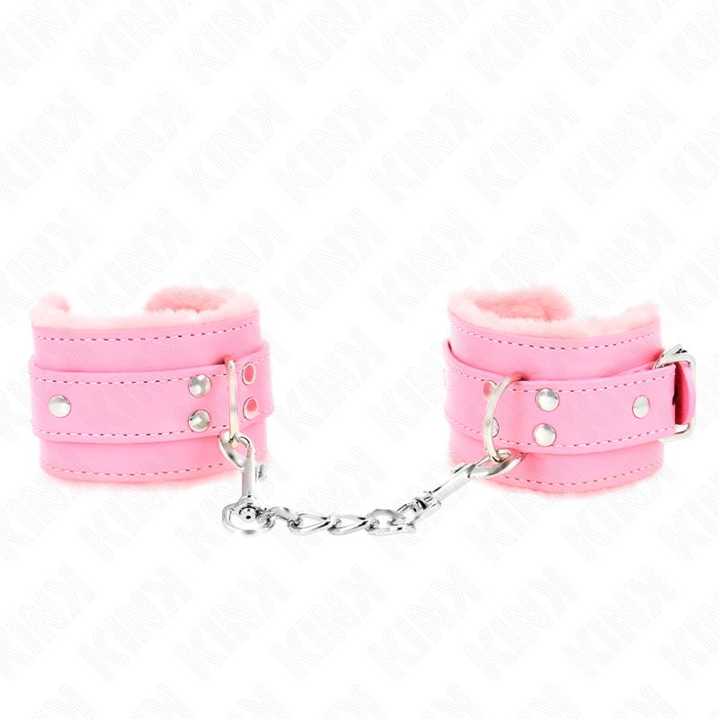 Apoyo de muñecas forrado de felpa rosa con cinturón ajustable — KINK WRIST RESTRAINT