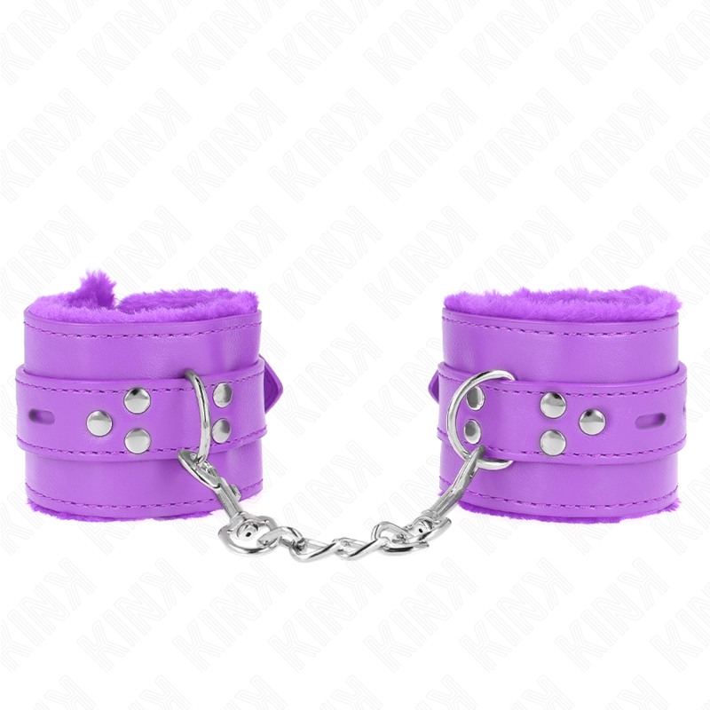 Appui-poignets doublés de fourrure violet avec ceinture réglable — KINK WRIST RESTRAINT