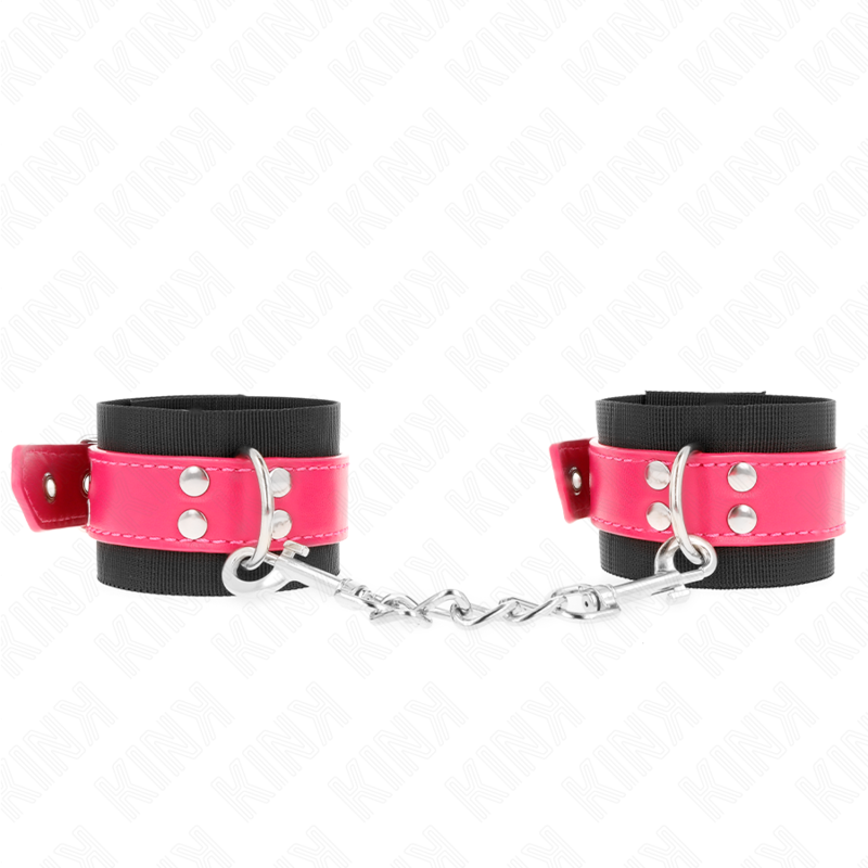Cintos de contenção em nylon e couro rosa framboesa ajustáveis — KINK WRIST RESTRAINT