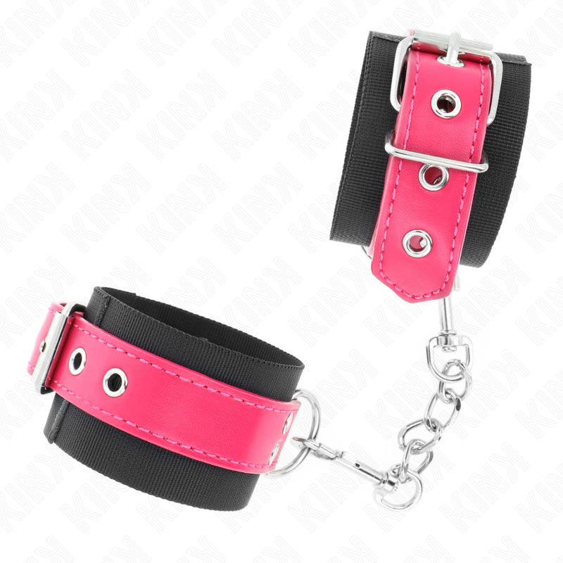 Cintos de contenção em nylon e couro rosa framboesa ajustáveis — KINK WRIST RESTRAINT