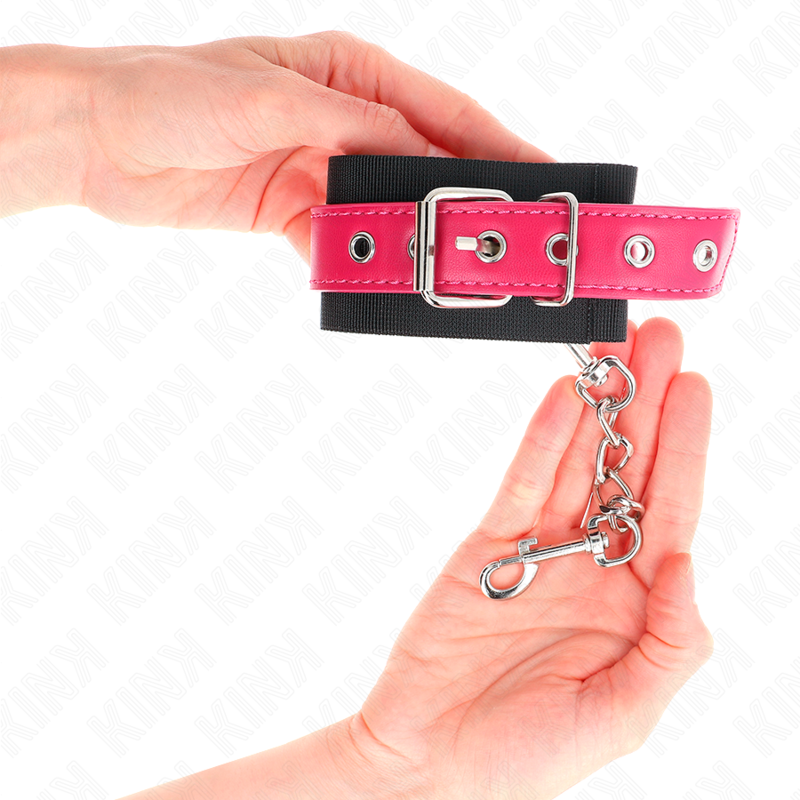 Cintos de contenção em nylon e couro rosa framboesa ajustáveis — KINK WRIST RESTRAINT