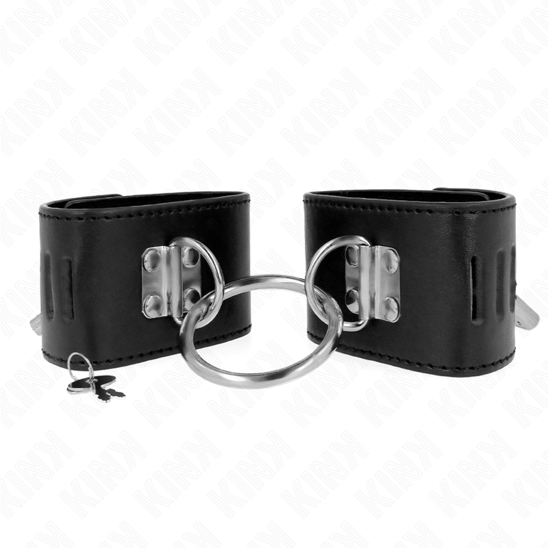 Supporti polsi fissi regolabili neri con anello e lucchetto — KINK WRIST RESTRAINT
