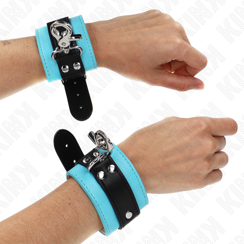 Appui-poignets verrouillables réglables noir et bleu — KINK WRIST RESTRAINT