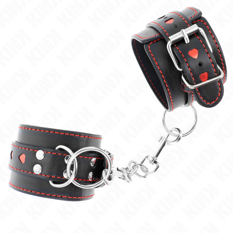Appui-poignets réglable noir à incrustation coeur rouge — KINK WRIST RESTRAINT