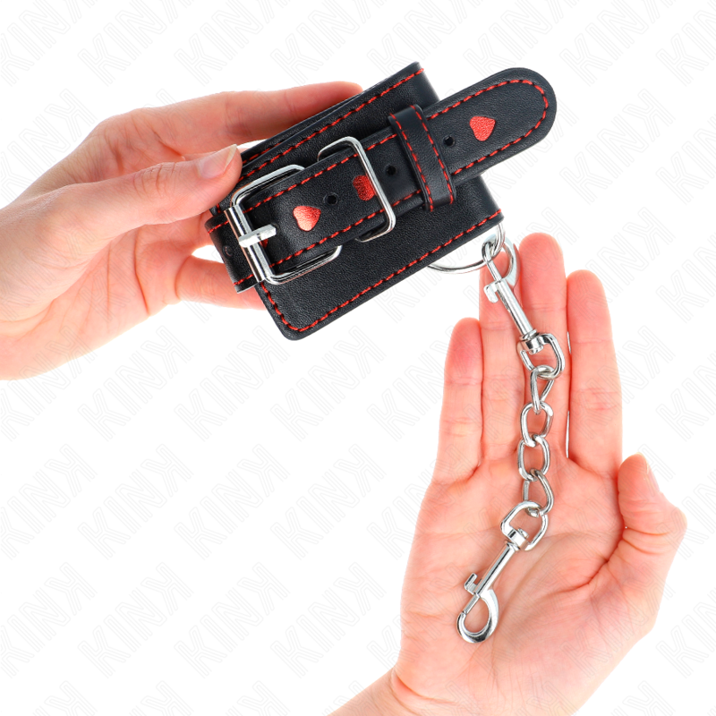 Appui-poignets réglable noir à incrustation coeur rouge — KINK WRIST RESTRAINT
