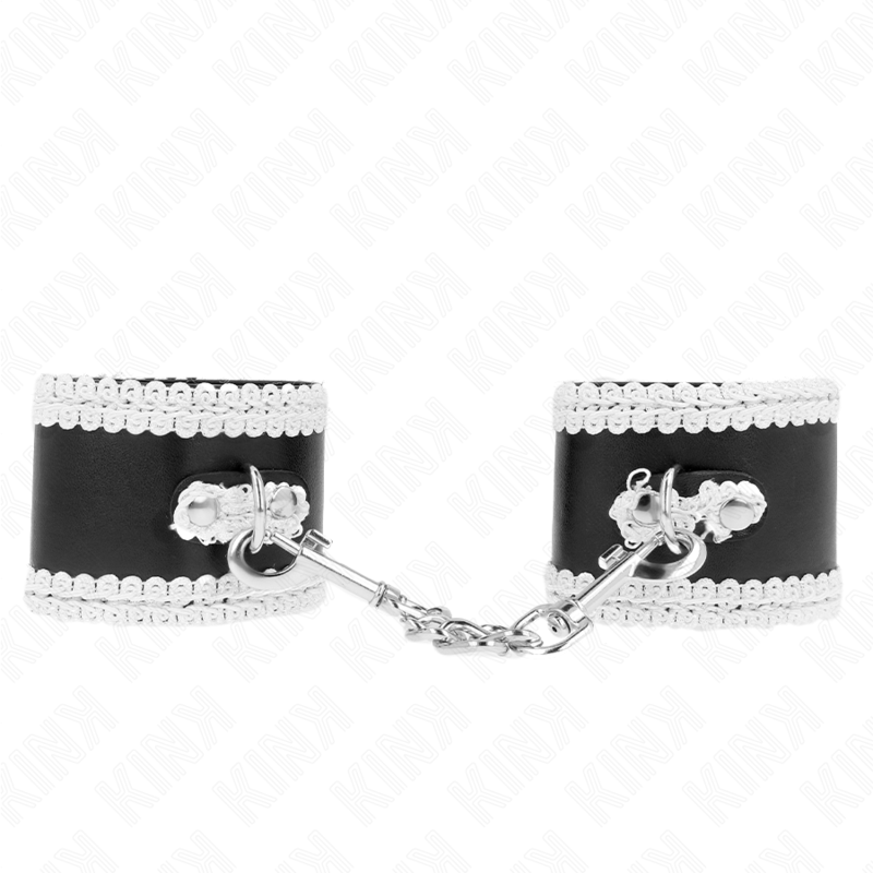 Appui-poignets réglables noir et dentelle blanche — KINK WRIST RESTRAINT