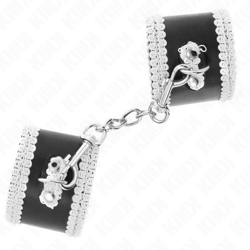Appui-poignets réglables noir et dentelle blanche — KINK WRIST RESTRAINT
