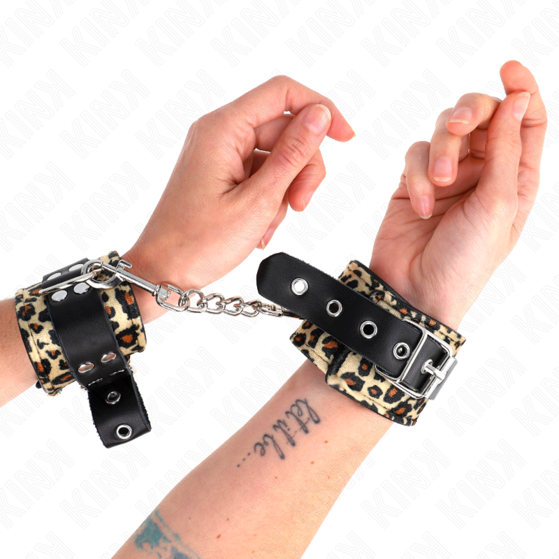 Poignet en cuir véritable motif léopard réglable — KINK WRIST RESTRAINT