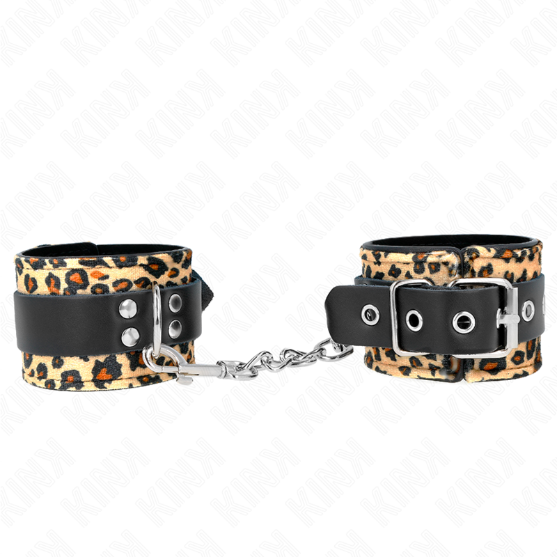 Polsino in pelle vera con stampa leopardo regolabile — KINK WRIST RESTRAINT
