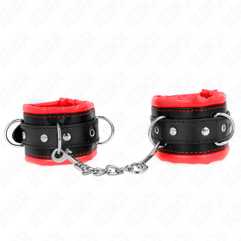 Appui-poignets lourds doublés de fourrure rouge ajustables — KINK WRIST RESTRAINT
