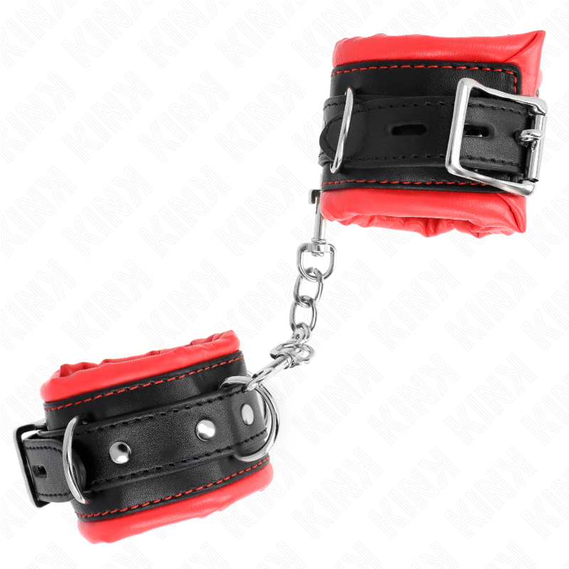 Appui-poignets lourds doublés de fourrure rouge ajustables — KINK WRIST RESTRAINT
