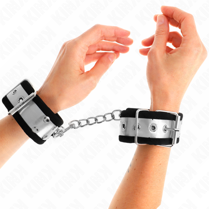 Appui-poignets fins noir et argent 30 x 4 cm — KINK WRIST RESTRAINT