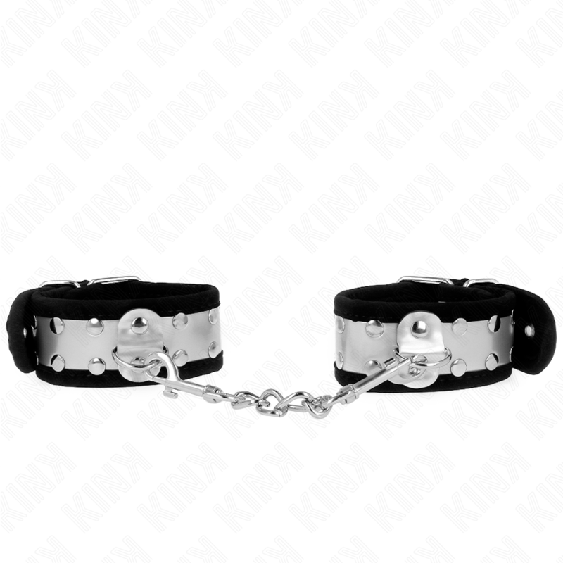 Appui-poignets fins noir et argent 30 x 4 cm — KINK WRIST RESTRAINT