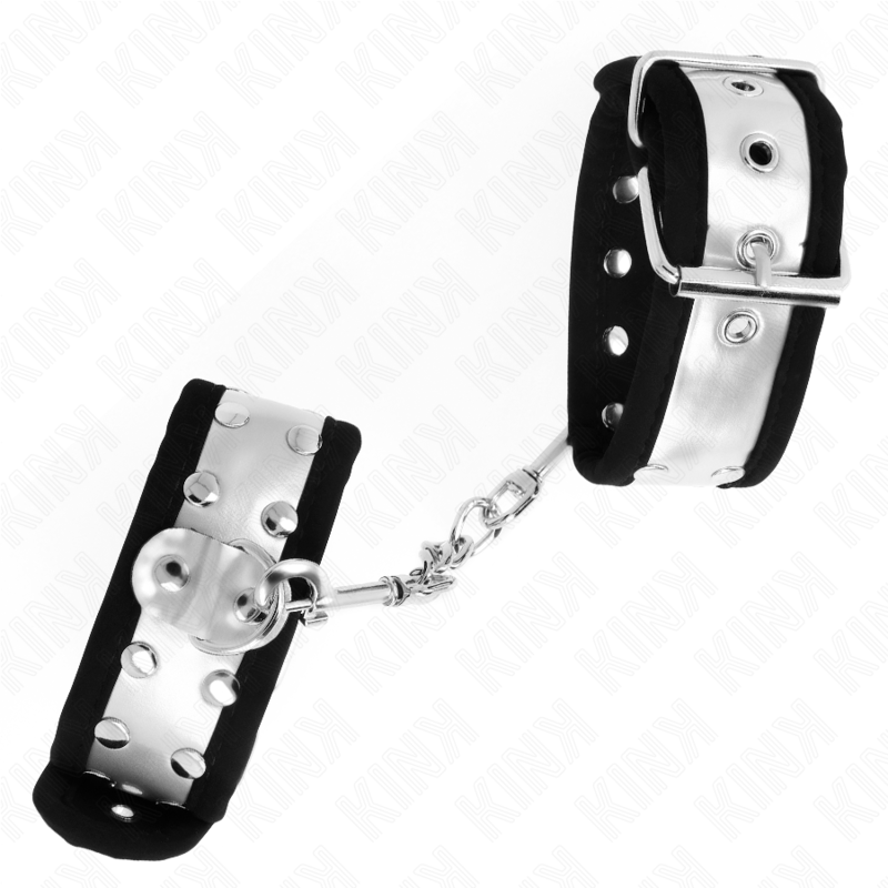 Appui-poignets fins noir et argent 30 x 4 cm — KINK WRIST RESTRAINT
