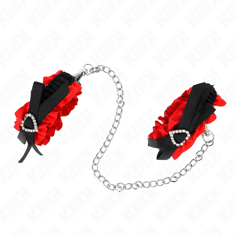 Frenelli per polsi regolabili in pizzo rosso con cuore — KINK WRIST RESTRAINT