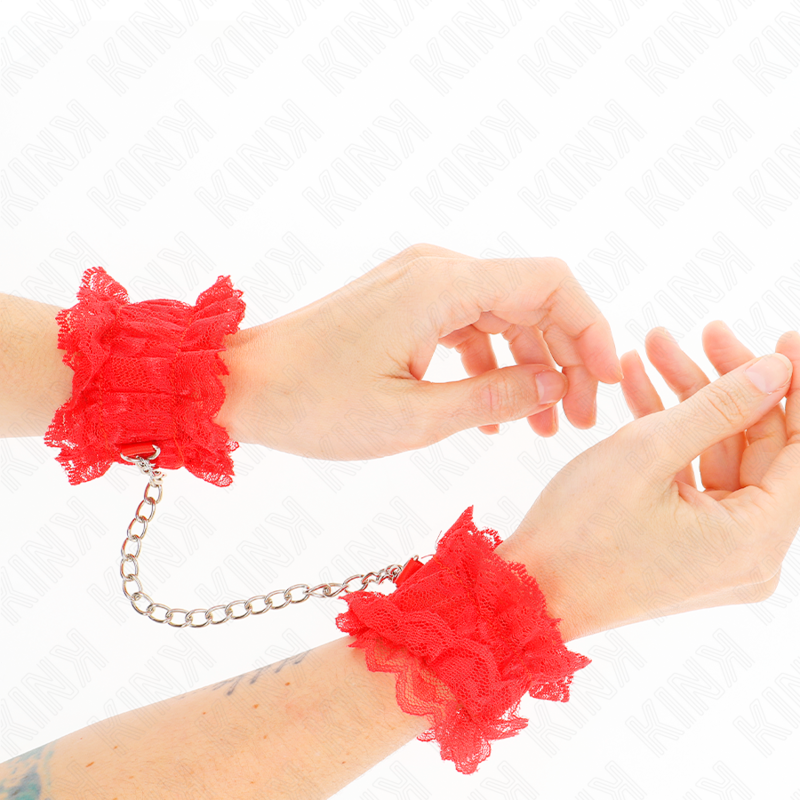 Attaches-poignets élastiques en dentelle rouge — KINK WRIST RESTRAINT