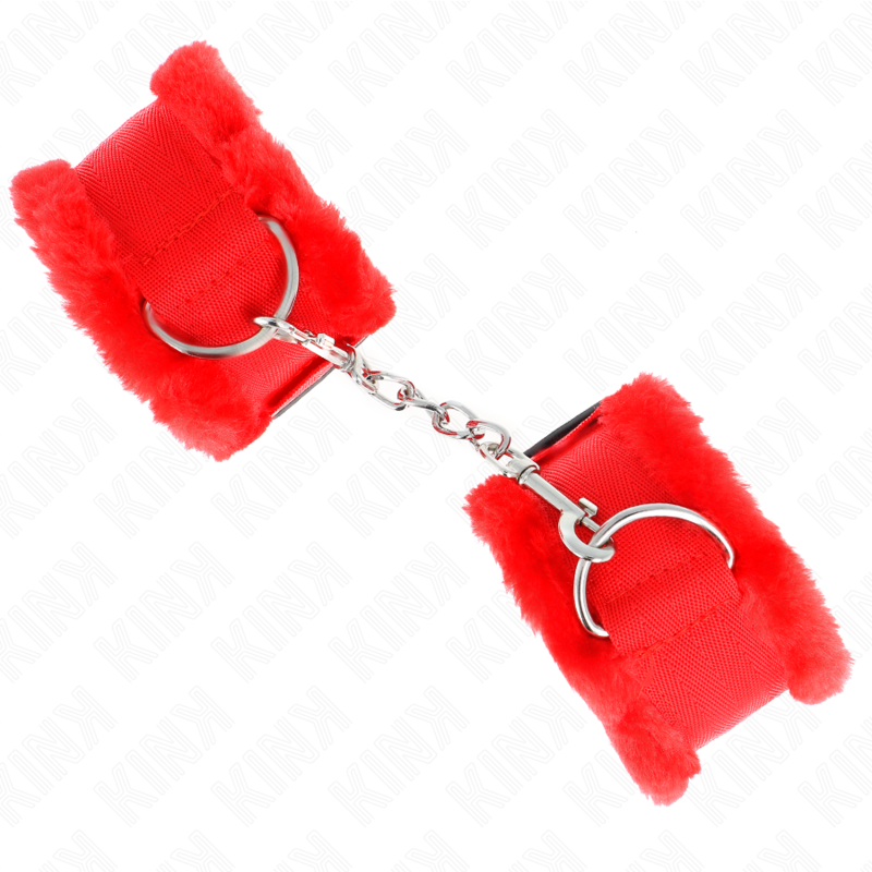 Appui-poignets ajustables doublés de fourrure rouge — KINK WRIST RESTRAINT