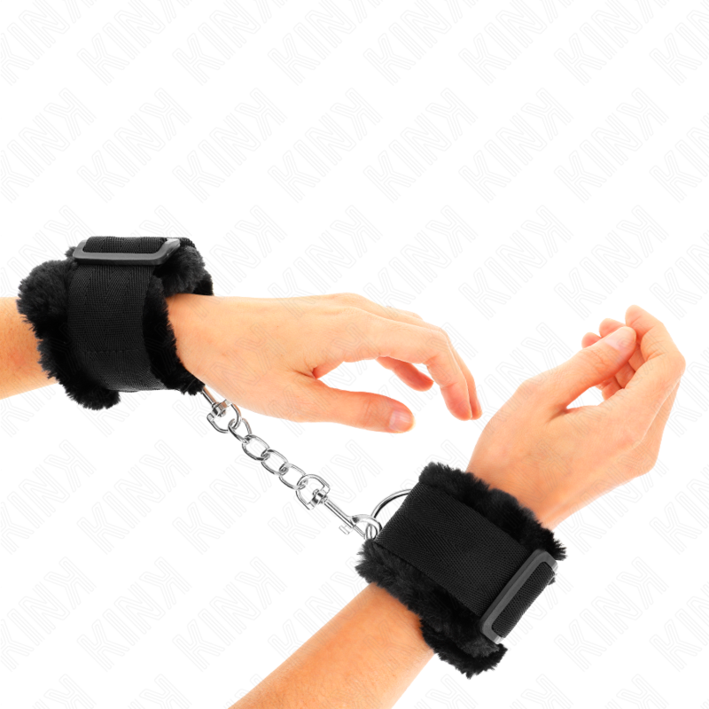 Appui-poignets réglables doublés de fourrure noire — KINK WRIST RESTRAINT