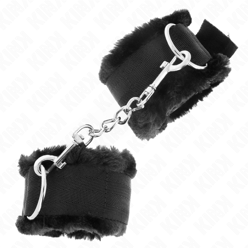 Appui-poignets réglables doublés de fourrure noire — KINK WRIST RESTRAINT