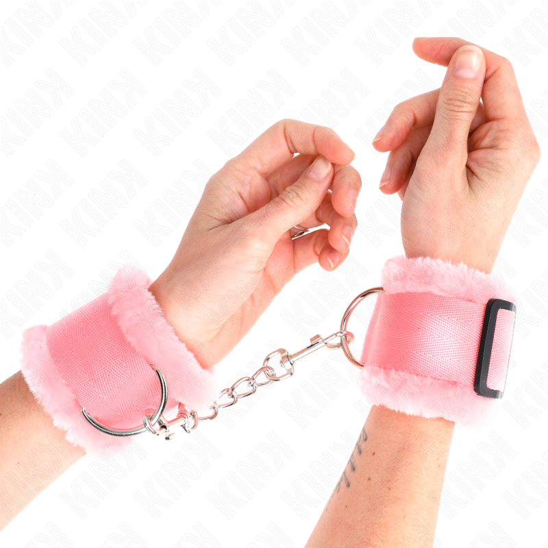 Appui-poignets réglables doublés de fourrure rose — KINK WRIST RESTRAINT