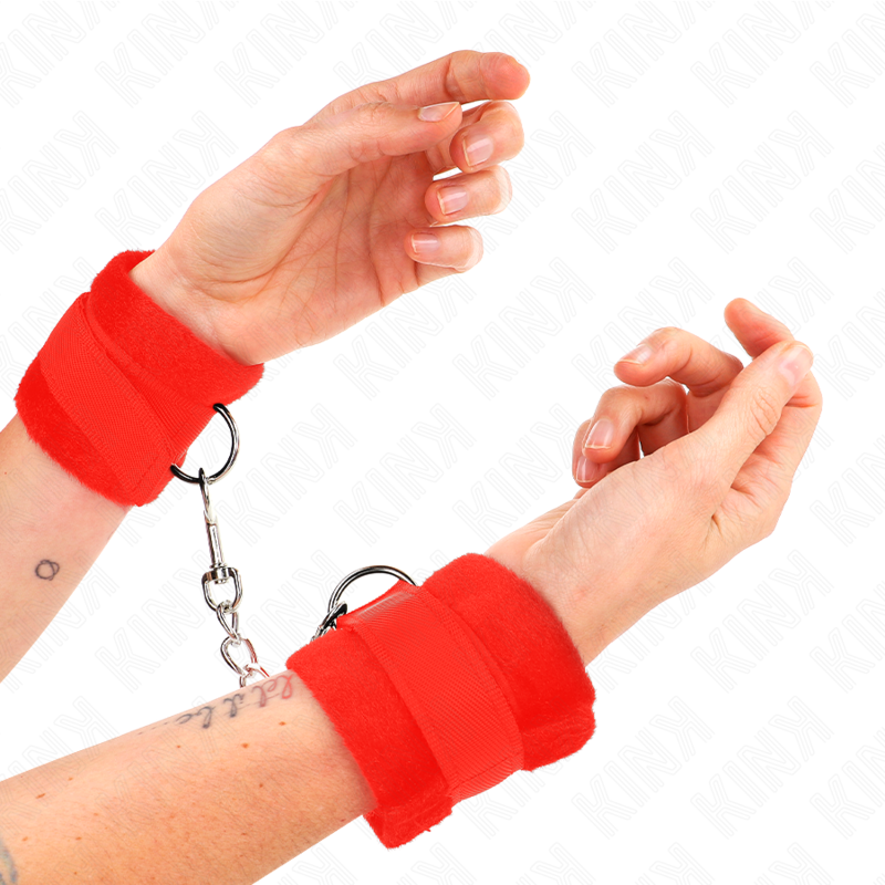 Manchettes débutant en fourrure rouge ajustables — KINK WRIST RESTRAINT