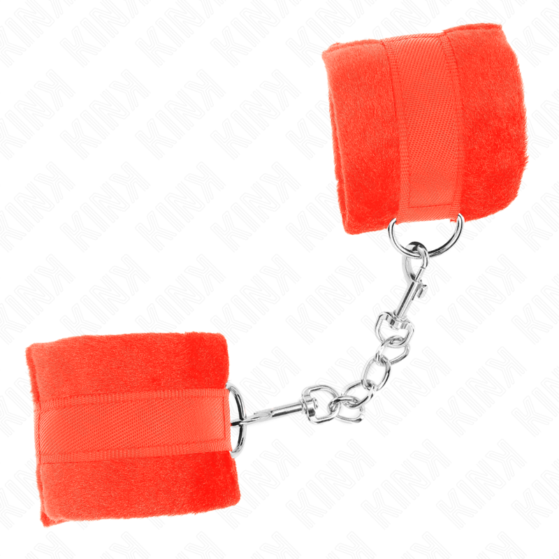 Manchettes débutant en fourrure rouge ajustables — KINK WRIST RESTRAINT