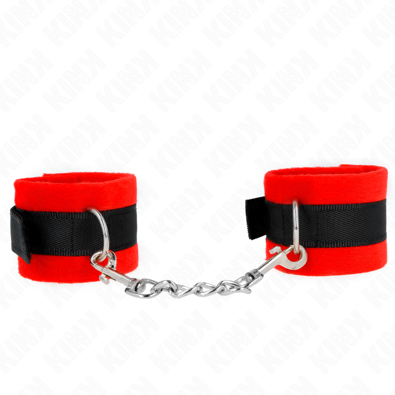 Manchettes débutant en fourrure noire et rouge 30 x 7 cm — KINK WRIST RESTRAINT