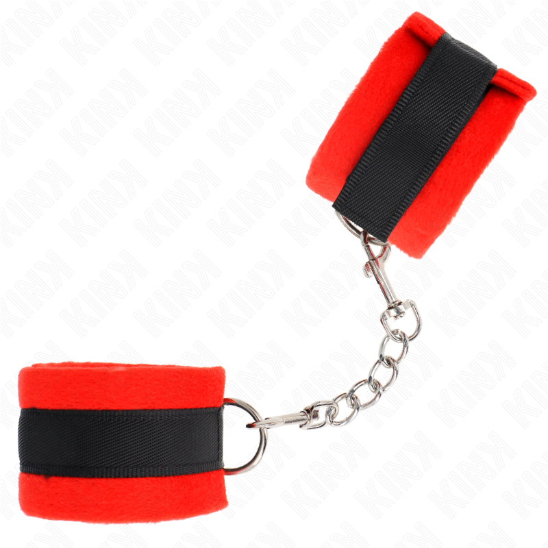 Manchettes débutant en fourrure noire et rouge 30 x 7 cm — KINK WRIST RESTRAINT