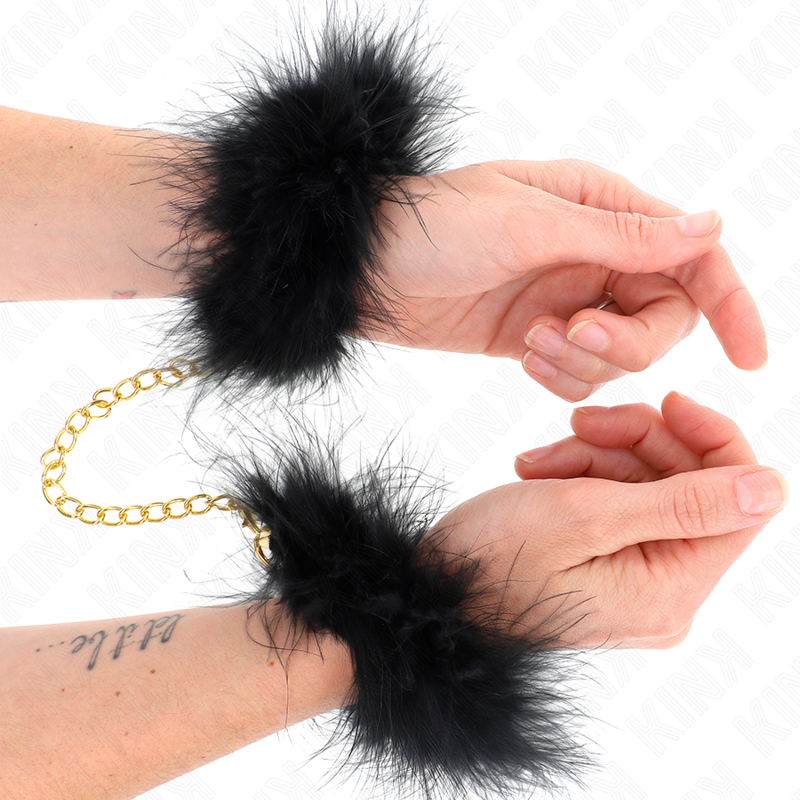 Manchettes en plume avec chaîne dorée — KINK WRIST RESTRAINT