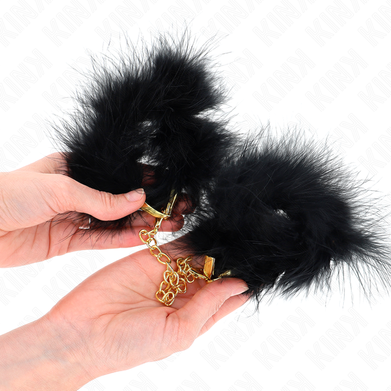 Manchettes en plume avec chaîne dorée — KINK WRIST RESTRAINT